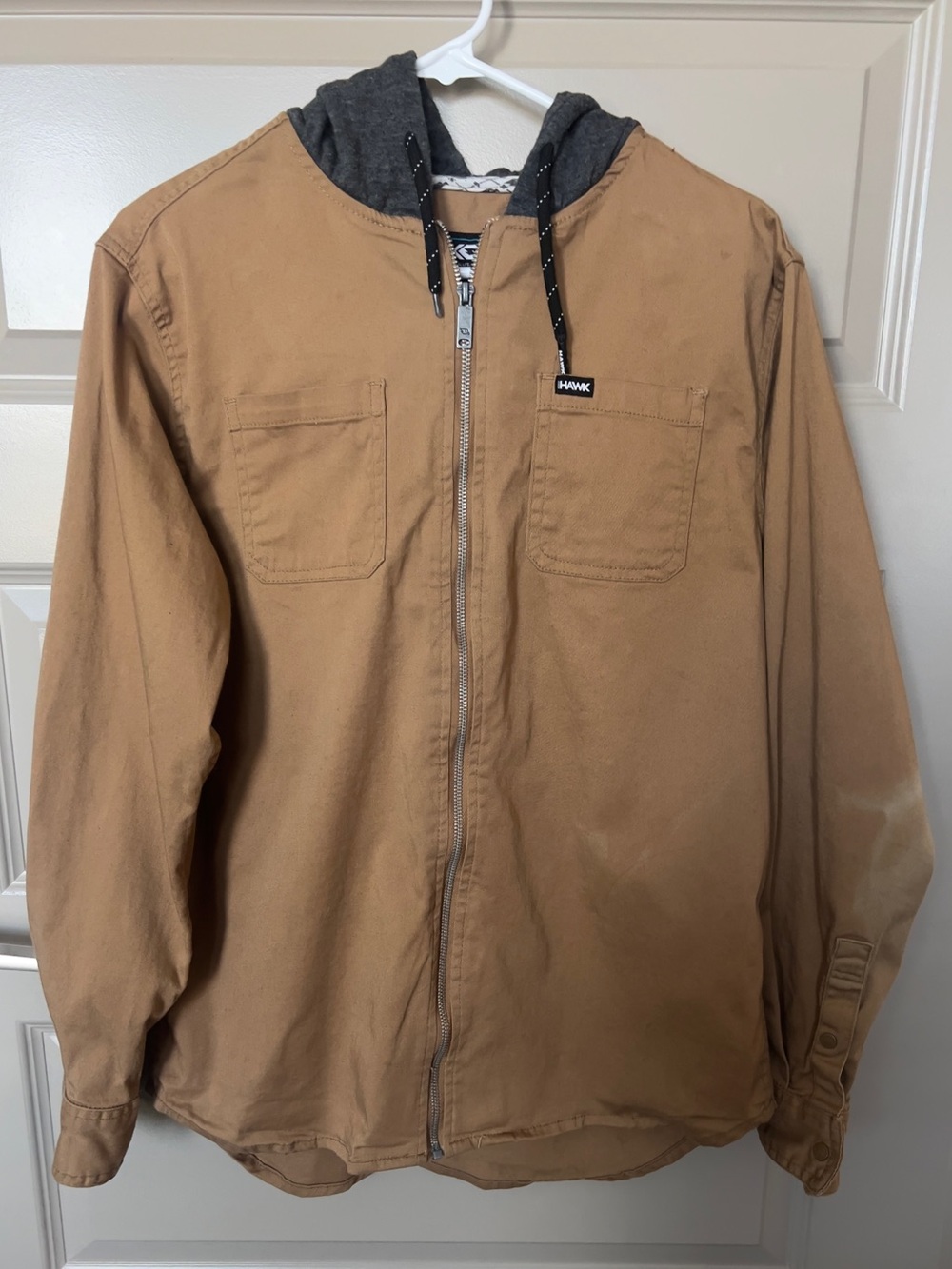 Tony Hawk Tan Work Jacket with Gray Hood - Picture 2 of 5